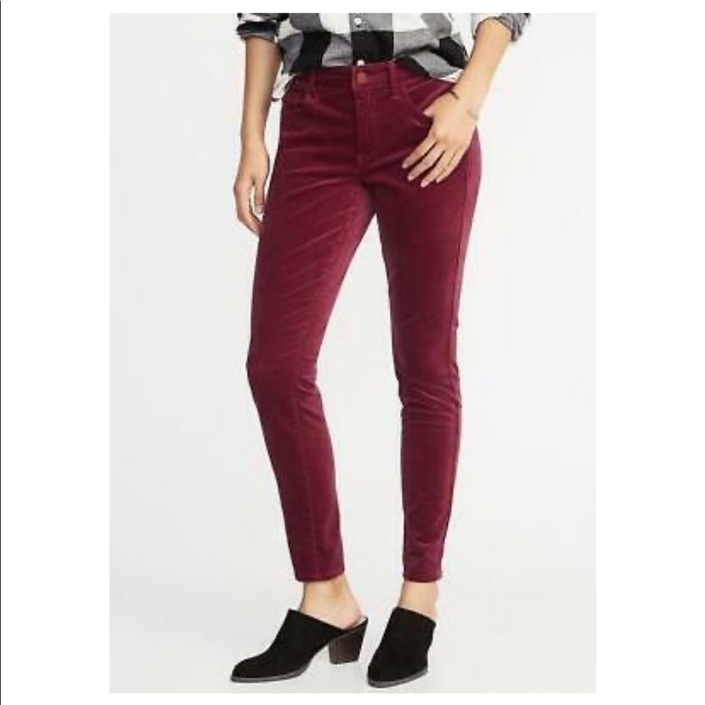 Old Navy Velvet Rockstar Super Skinny Mid-rise Red